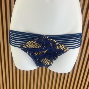 Luli Fama Blue and Gold Lace Bottom